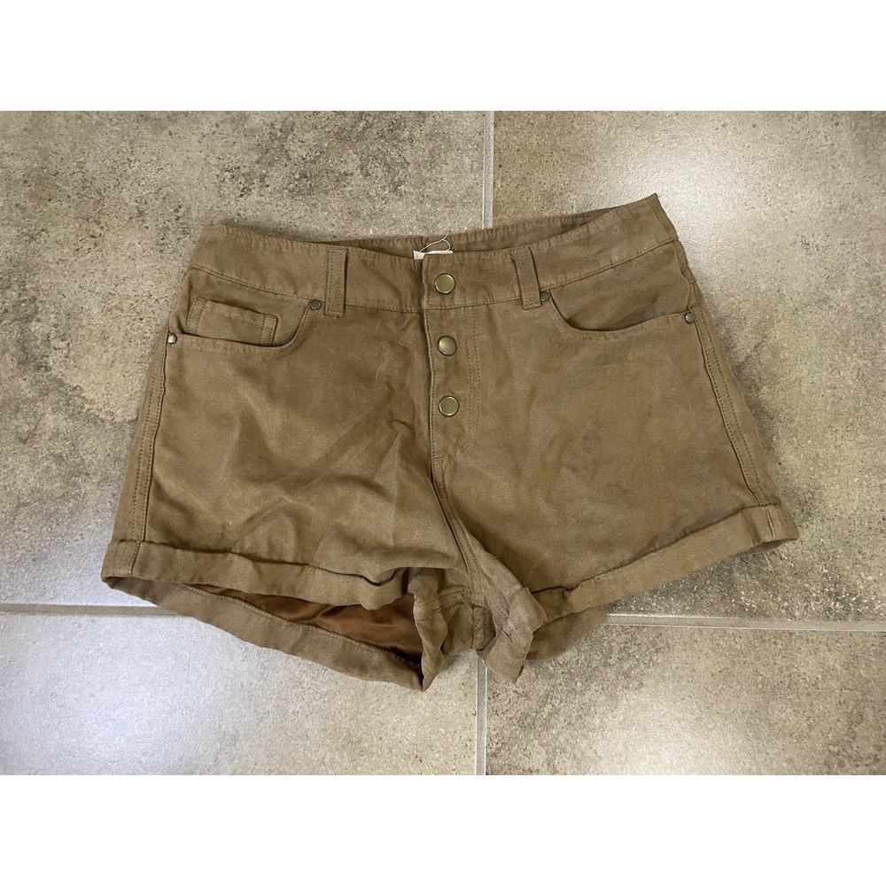 VTG Hollister SoCal Suede Cuffed Shorts Brown Sz 3 High Rise Y2K Cargo Pocket